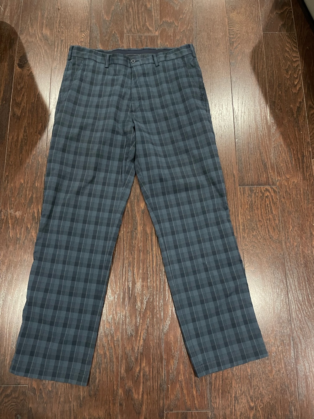 Nike Golf Fit Dry Pants Chino Pockets Black Gray Plaid Men Size 36x32